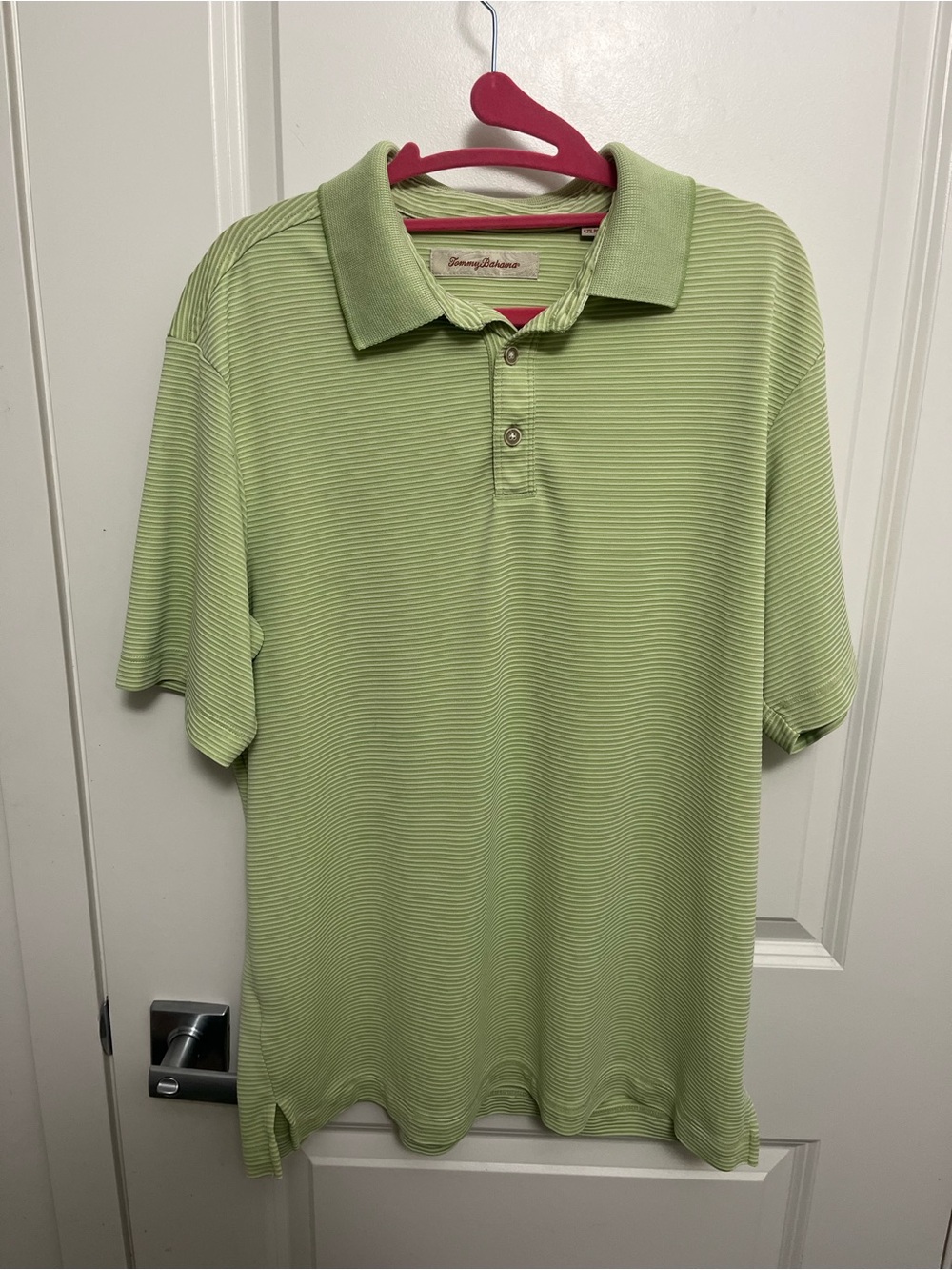 Tommy Bahama Men's Lime Striped Polo in size M